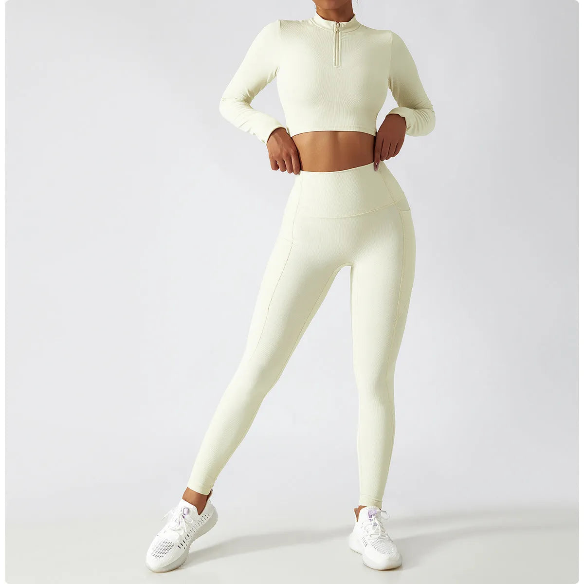 Long Sleeve Yoga Suit Running Training Belt Chest Pad Top - Bellarte Enchanté Long Sleeve Yoga Suit Running Training Belt Chest Pad Top